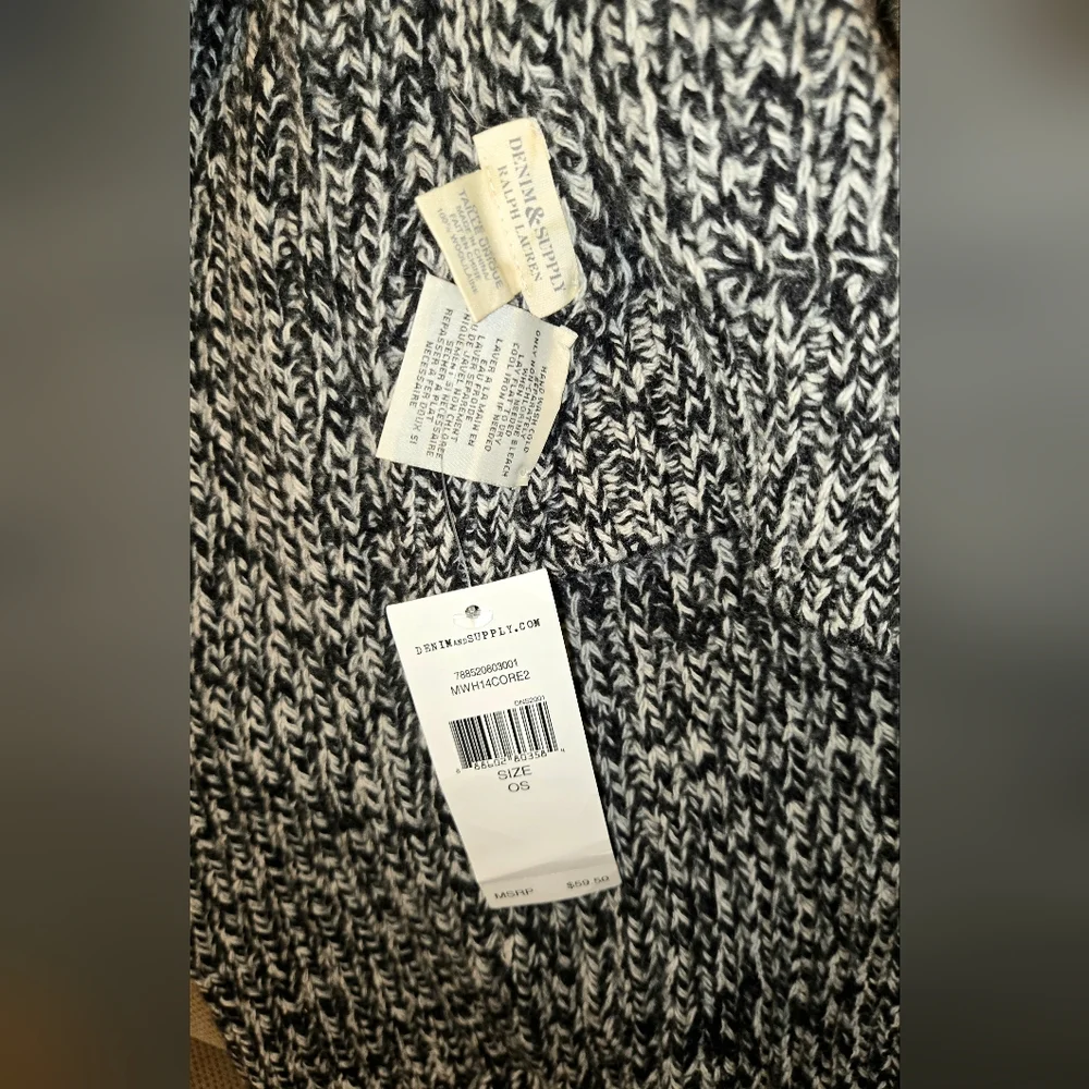 Denim & Supply Ralph Lauren Black and White Knit Scarf